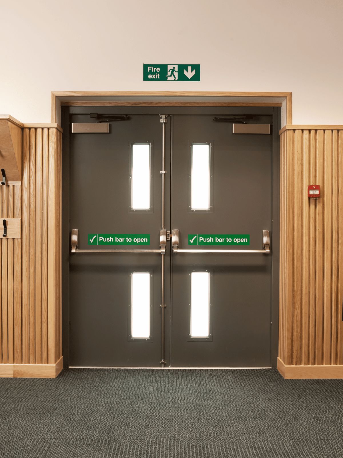 Oak fire exit doors with push bars